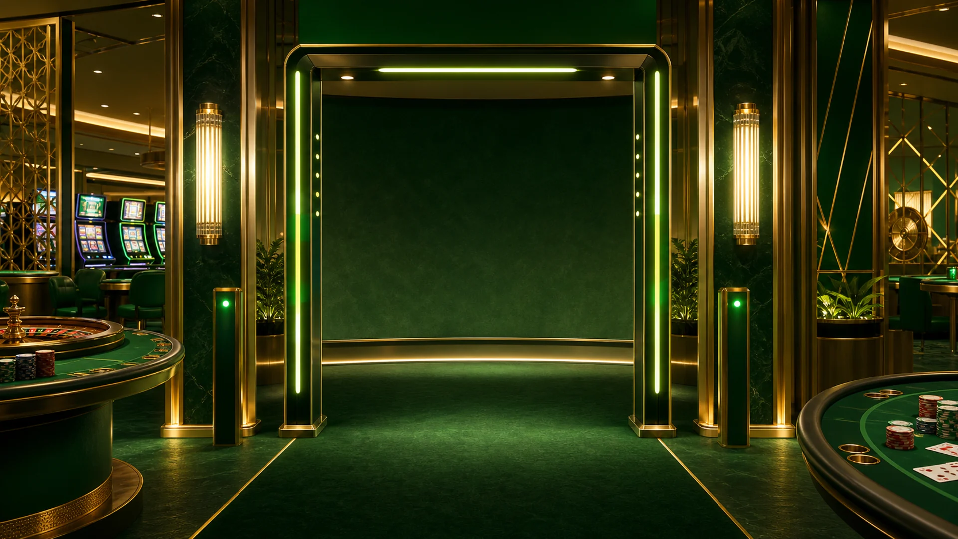 Emerald SpinCrush casino entrance with a luminous verification gateway